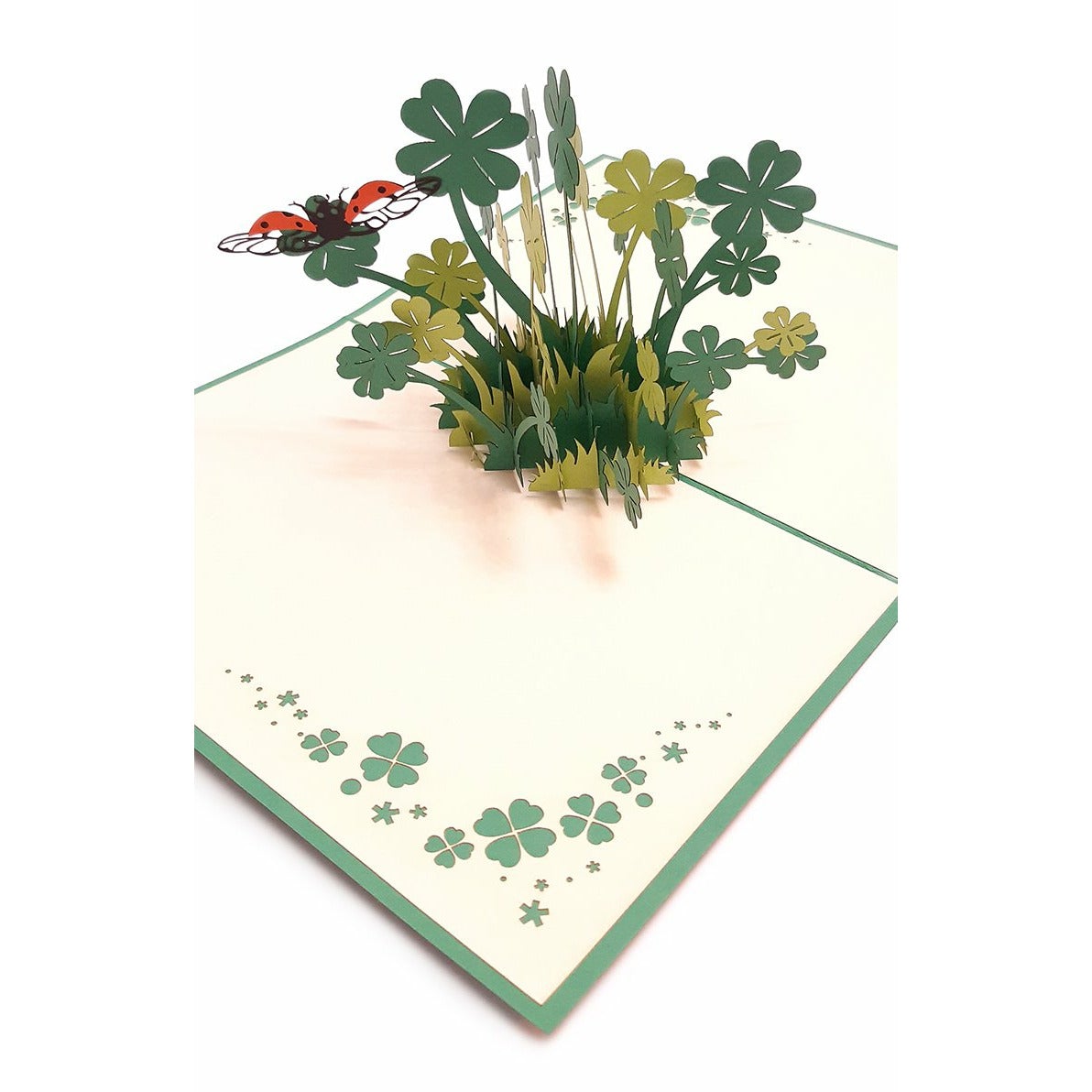 3D Kartka - Koniczynki na szczęście