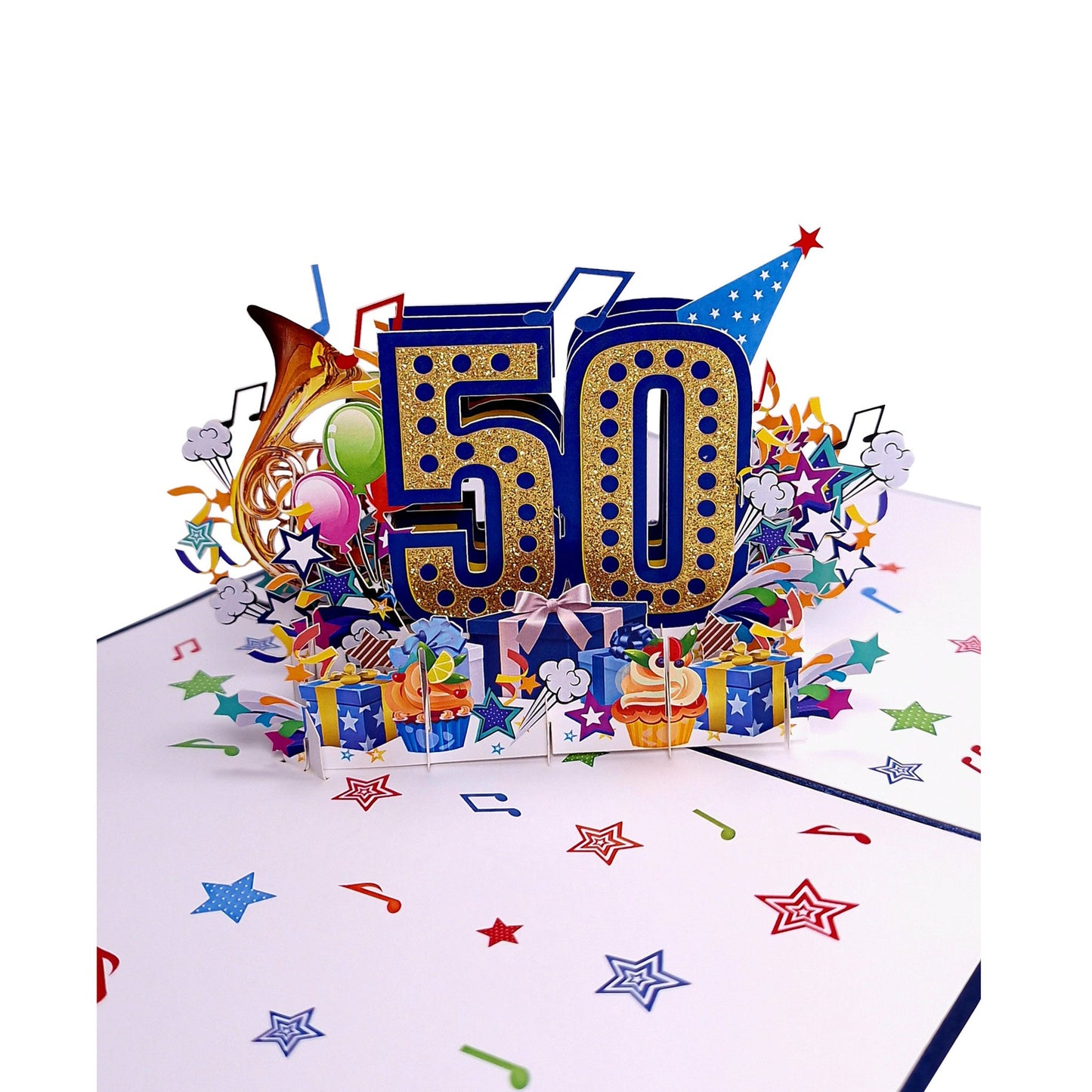 3D Kartka - Numer 50 (niebieska)