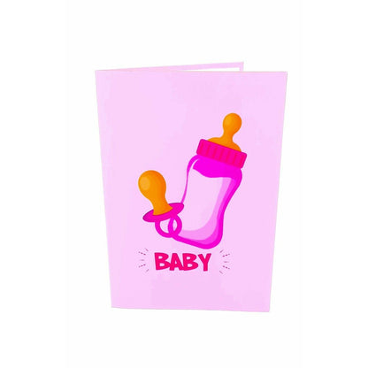 3D Kartka - Butelka dla niemowląt (dziewczyna)