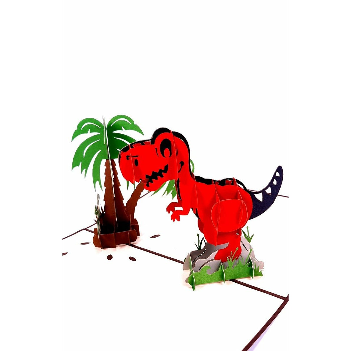 3D Kartka - Dinozaur i palma