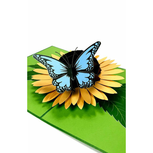 3D Kartka - Motyl na słoneczniku