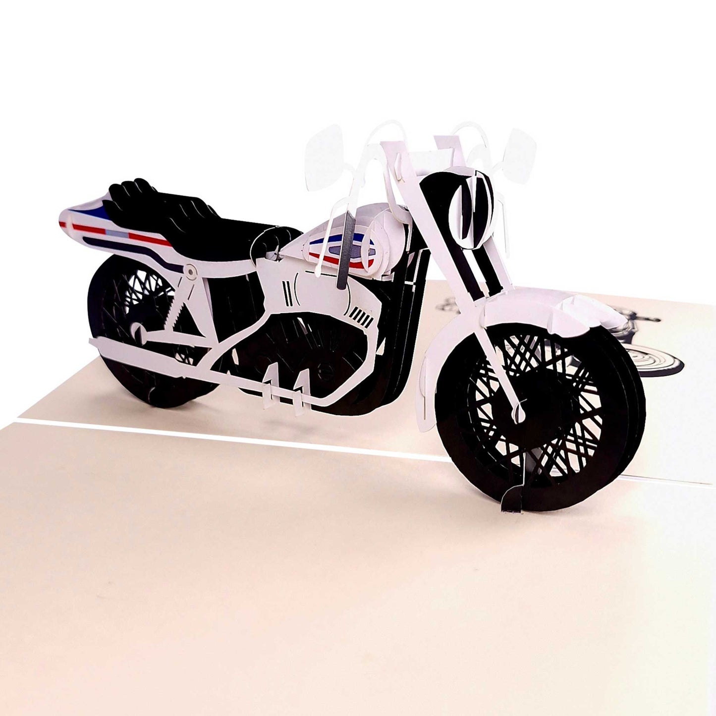 3D Kartka - Motocykl (biały)