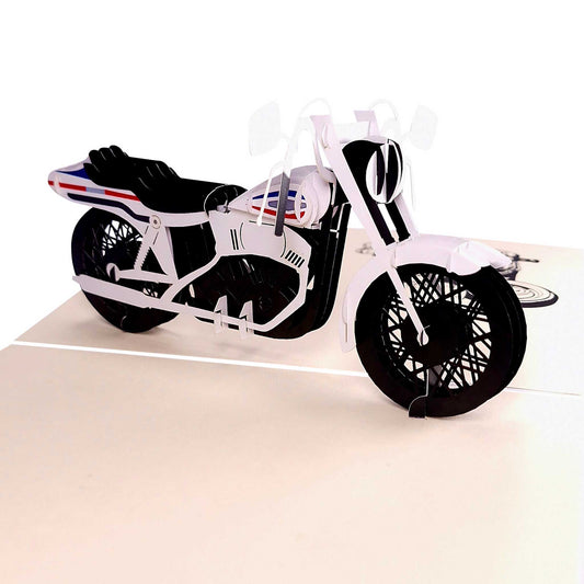 3D Kartka - Motocykl (biały)