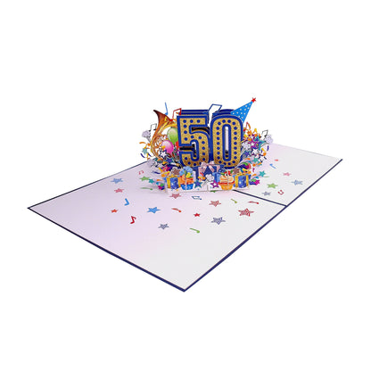 3D Kartka - Numer 50 (niebieska)