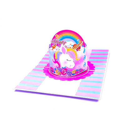 3D Kartka - Tort z jednorożcem