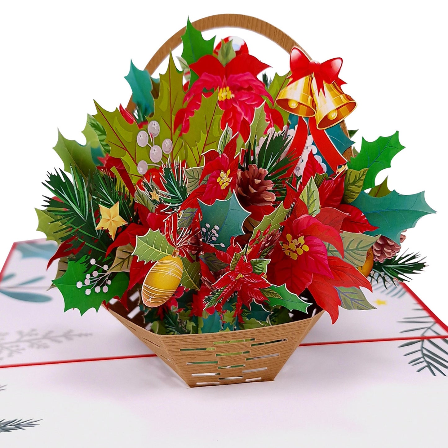 3D Kartka - Gwiazda bożonarodzeniowa z dzwoneczkami