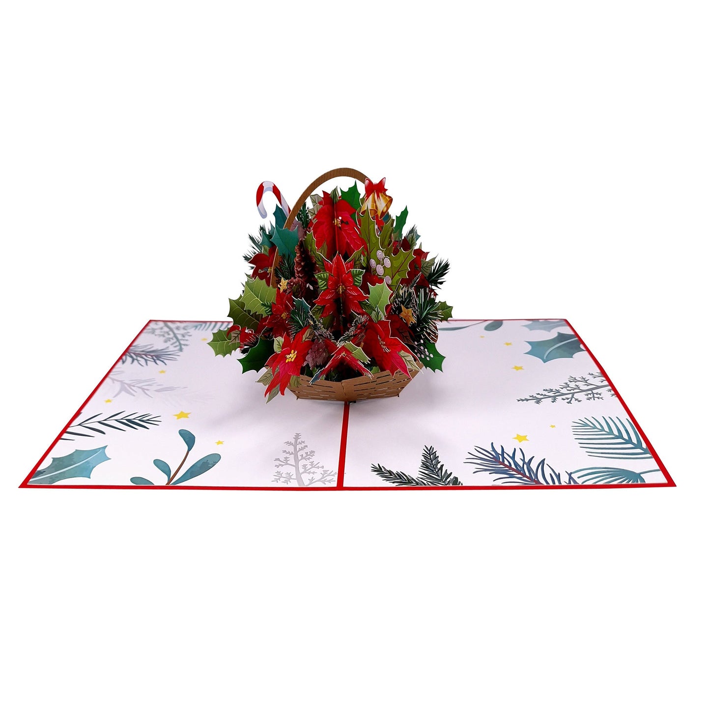 3D Kartka - Gwiazda bożonarodzeniowa z dzwoneczkami
